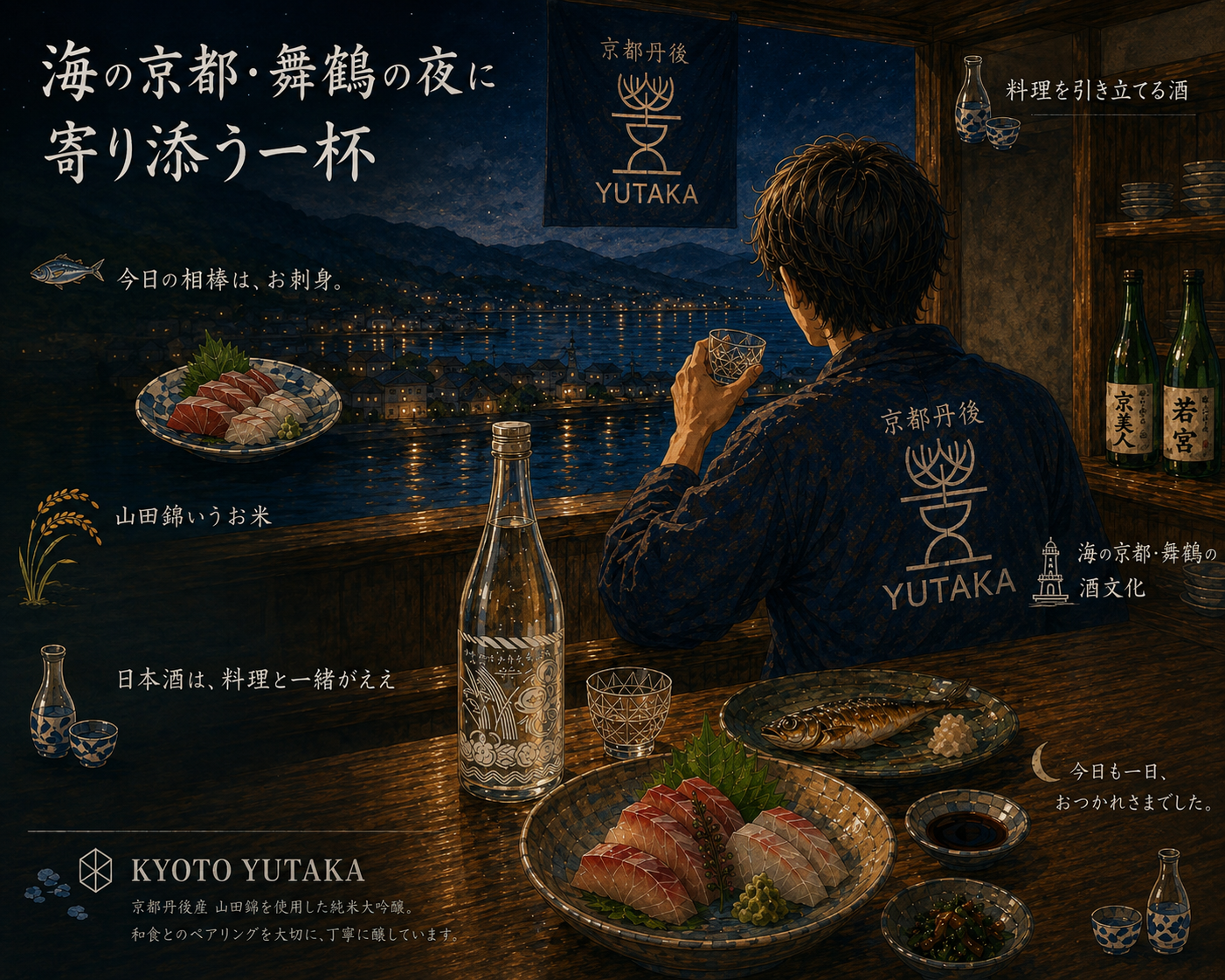 海の京都・舞鶴の夜に寄り添う純米大吟醸 ― 和食と楽しむ“YUTAKA”の時間